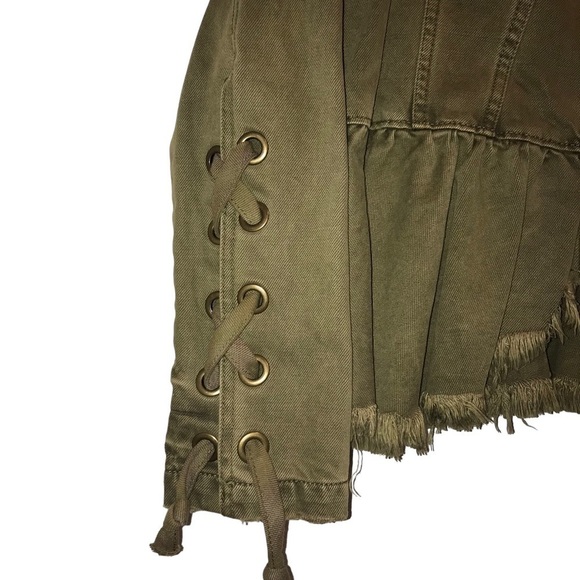 Free People Jacket Willow Spring Peplum Denim Womens Green Size XS - Picture 5 of 12